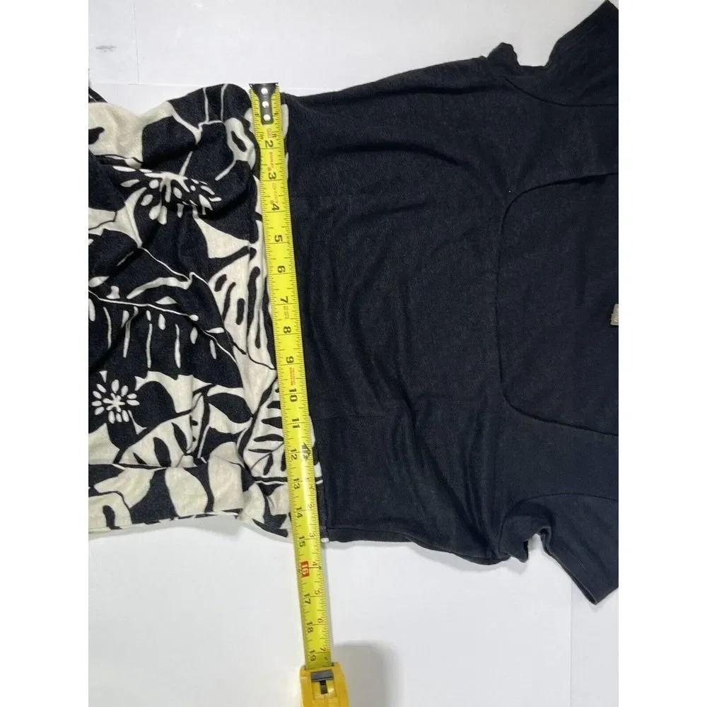 Tommy Bahama Womens Size Small Linen Blend Midi Dress Black Cream Tropical Print - Picture 11 of 12